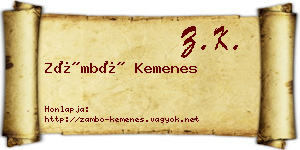 Zámbó Kemenes névjegykártya